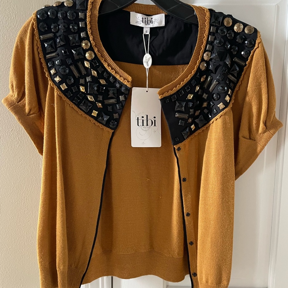 Tibi Amber Cardigan with Black Accents